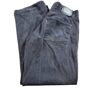Levi's 569 Jeans Mens 36x32 Tag 36x34 Black Loose Fit Straight Dark Wash Retro